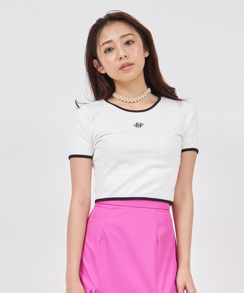 ROYAL PARTY(ロイヤルパーティー)の「ロゴ刺繍配色Tシャツ(Tシャツ/カットソー・レディース・パープル/ブラック/オフホワイト・FREE)」の13枚目の写真