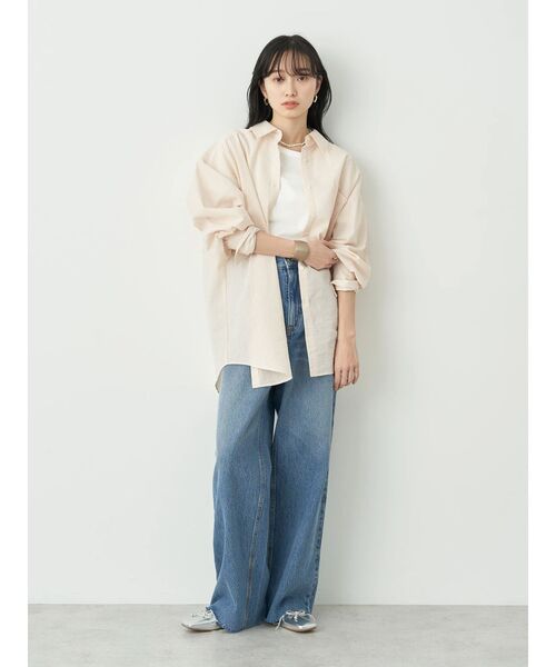 earth music&ecology（アースミュージックアンドエコロジー）の「サッカーストライプボーイズライクシャツ（シャツ/ブラウス・レディース・オレンジ/グリーン/ブルー・FREE）」の9枚目の写真