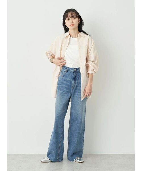 earth music&ecology（アースミュージックアンドエコロジー）の「サッカーストライプボーイズライクシャツ（シャツ/ブラウス・レディース・オレンジ/グリーン/ブルー・FREE）」の10枚目の写真