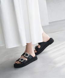 LE TALON | ビジューバックルWベルトサンダル(サンダル)