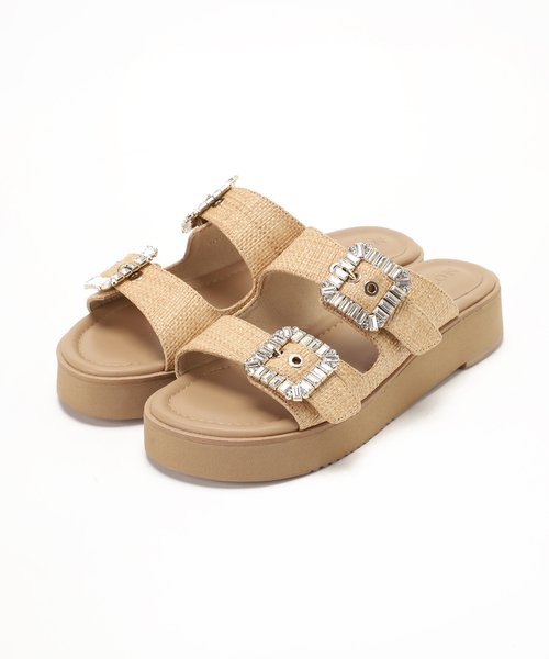 LE TALON（ルタロン）の「ビジューバックルWベルトサンダル（サンダル・レディース・ピンク/ブラック系その他/ベージュ・MEDIUM/SMALL/LARGE/X-LARGE）」の14枚目の写真