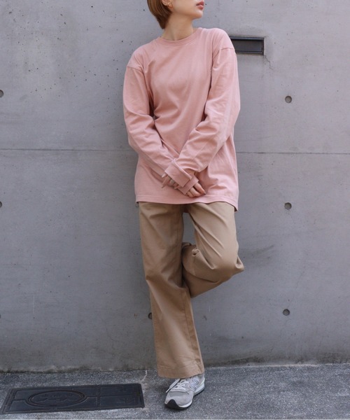 GIORDANO（ジョルダーノ）の「スモールライオン刺繍ロングTシャツ（Tシャツ/カットソー・メンズ・ブルー/アイボリー/ブラック/ピンク・MEDIUM/LARGE/X-LARGE）」の19枚目の写真