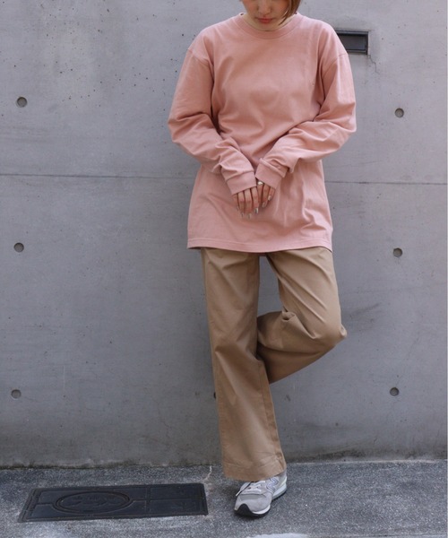 GIORDANO（ジョルダーノ）の「スモールライオン刺繍ロングTシャツ（Tシャツ/カットソー・メンズ・ブルー/アイボリー/ブラック/ピンク・MEDIUM/LARGE/X-LARGE）」の18枚目の写真