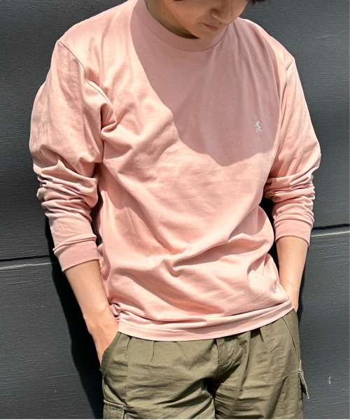 GIORDANO（ジョルダーノ）の「スモールライオン刺繍ロングTシャツ（Tシャツ/カットソー・メンズ・ブルー/アイボリー/ブラック/ピンク・MEDIUM/LARGE/X-LARGE）」の16枚目の写真