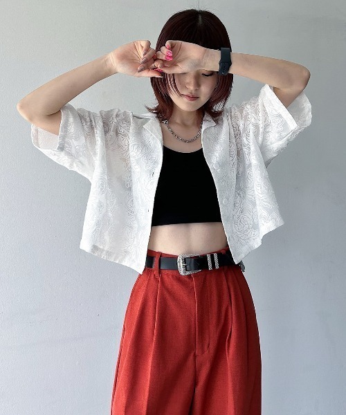 PAGEBOY（ページボーイ）の「オパールレースショートシャツ（シャツ/ブラウス・レディース・ブラック/グレイッシュベージュ/オフホワイト/ターコイズブルー・FREE）」の12枚目の写真