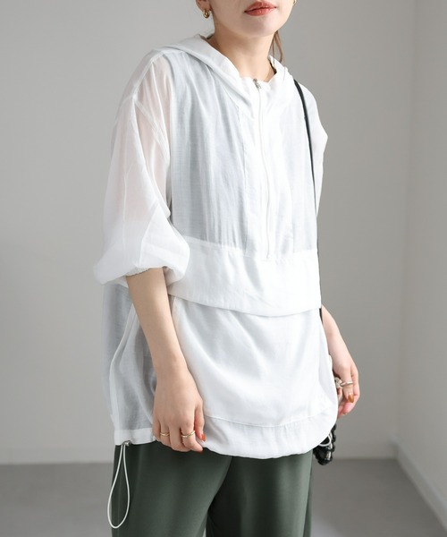 ap retro(アプレトロ)の「シアーアノラック(パーカー・レディース・オフホワイト/ブラック/グリーン/カーキ・FREE)」の22枚目の写真