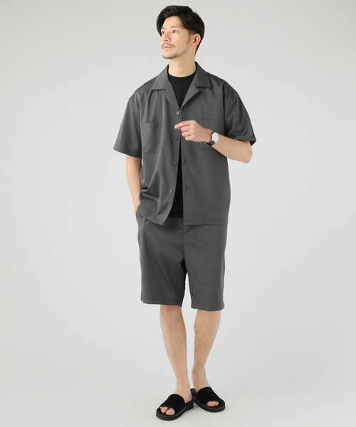 THE CASUAL（カジュアル）の「接触冷感織ポリストレッチダブルポケットオープンカラーシャツ（シャツ/ブラウス・メンズ・ベージュ/ネイビー/ブラック/グレー・M/L/XL）」の7枚目の写真