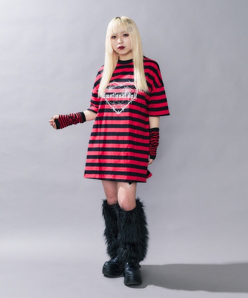 WEGO（ウィゴー）の「WEGO/【一部店限定】ボーダー柄アームカバー（アームカバー・レディース・レッド/ホワイト・FREE）」の5枚目の写真