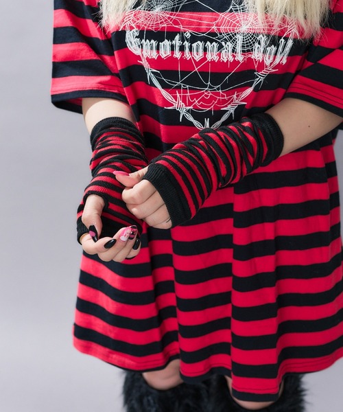 WEGO（ウィゴー）の「WEGO/【一部店限定】ボーダー柄アームカバー（アームカバー・レディース・レッド/ホワイト・FREE）」の3枚目の写真