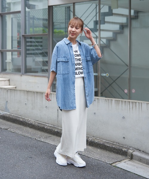 デニム半袖シャツ　COLTE デニム シャツ メンズ 半袖 綿混シャツ ゆったりスタイル コットン