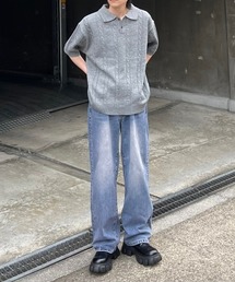 Chikashitsu + | 韓国ファッション Chikashitsu + チカシツプラス summer knit polo サマーニット ポロシャツ 半袖ポロ ニットポロ(ポロシャツ)