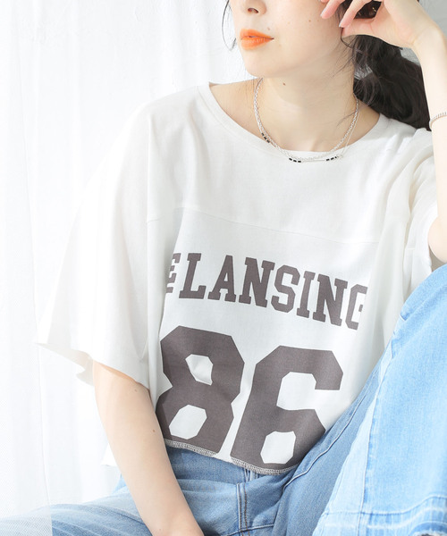 JOURNAL STANDARD relume（ジャーナルスタンダード　レリューム）の「クロップドロゴT（Tシャツ/カットソー・レディース・チャコールグレー/アイボリー・FREE）」の8枚目の写真