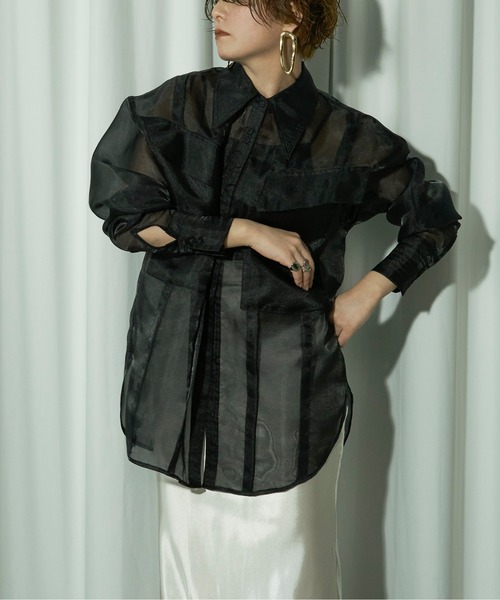 Ezick(エジック)の「Bigger pocket オーバーシアーシャツ(シャツ/ブラウス・レディース・ブラック/グレー/オフホワイト・FREE)」の20枚目の写真