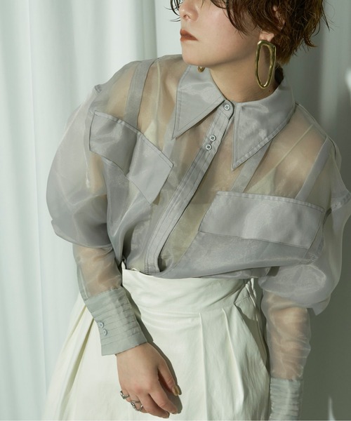 Ezick(エジック)の「Bigger pocket オーバーシアーシャツ(シャツ/ブラウス・レディース・ブラック/グレー/オフホワイト・FREE)」の19枚目の写真