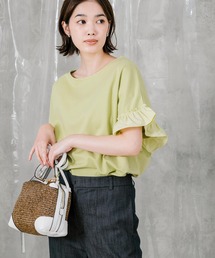 ボートN布帛フリル袖カットソー