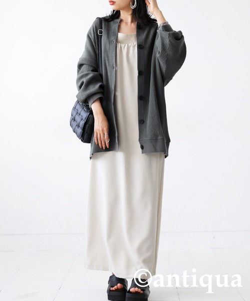 Rene✨グレー 長袖カーディガン 36　リボン　クルーネック　ベロア　ボタン Rene✨グレー 長袖カーディガン 36 リボン クルーネック ベロア ボタン