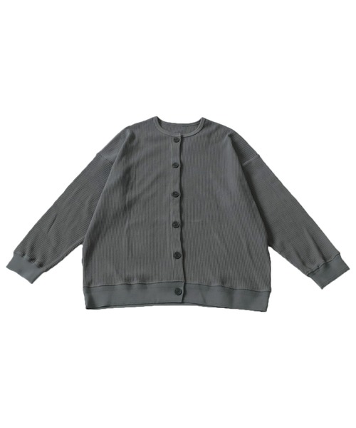 綿100％リブクルーネックカーディガン（カーディガン/ボレロ
