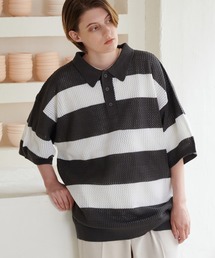 BORDER MESH POLO SHIRT / ボーダーメッシュポロシャツ