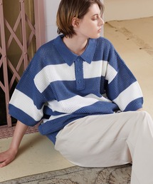 ONCILY | BORDER MESH POLO SHIRT / ボーダーメッシュポロシャツ(ポロシャツ)