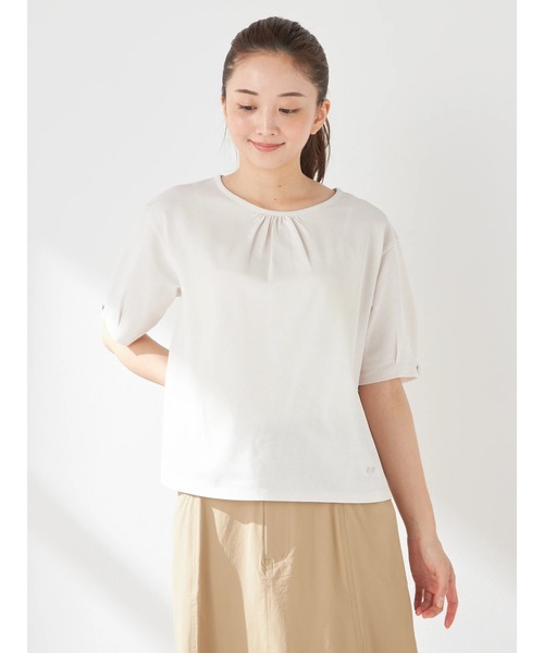 McGREGOR CLASSIC（マックレガークラシック）の「袖口タックTシャツ（Tシャツ/カットソー・レディース・サンドグレー/ネイビー/ナチュラル/イエロー・M/L）」の2枚目の写真