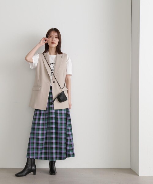 N.（N. Natural Beauty Basic）（エヌエヌナチュラルビューティーベーシック）の「チェックタックAラインスカート（スカート・レディース・ブルー系その他/グリーン系その他・MEDIUM/SMALL）」の21枚目の写真