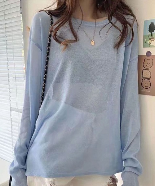 CORNERS（コーナーズ）の「シアートップス（Tシャツ/カットソー・レディース・ブラック/オフホワイト/サックスブルー/パープル/イエロー/ミント・M）」の5枚目の写真