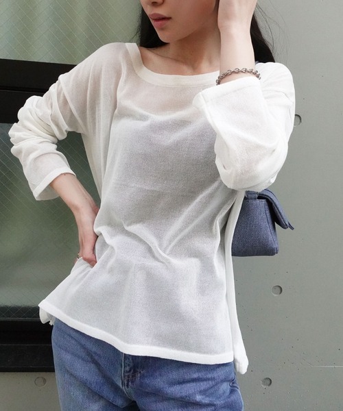 CORNERS（コーナーズ）の「シアートップス（Tシャツ/カットソー・レディース・ブラック/オフホワイト/サックスブルー/パープル/イエロー/ミント・M）」の7枚目の写真