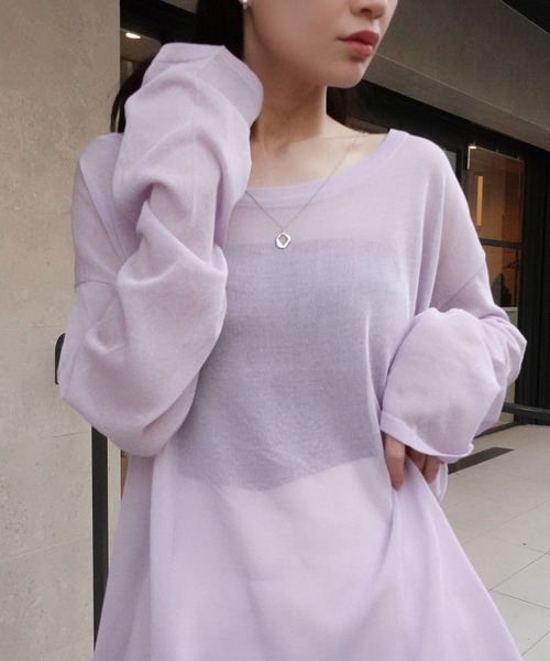 CORNERS（コーナーズ）の「シアートップス（Tシャツ/カットソー・レディース・ブラック/オフホワイト/サックスブルー/パープル/イエロー/ミント・M）」の10枚目の写真