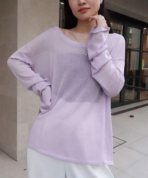 CORNERS（コーナーズ）の「シアートップス（Tシャツ/カットソー・レディース・ブラック/オフホワイト/サックスブルー/パープル/イエロー/ミント・M）」の12枚目の写真