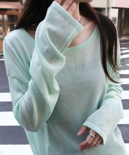 CORNERS（コーナーズ）の「シアートップス（Tシャツ/カットソー・レディース・ブラック/オフホワイト/サックスブルー/パープル/イエロー/ミント・M）」の13枚目の写真