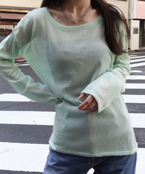 CORNERS（コーナーズ）の「シアートップス（Tシャツ/カットソー・レディース・ブラック/オフホワイト/サックスブルー/パープル/イエロー/ミント・M）」の14枚目の写真