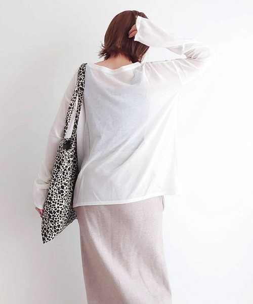 CORNERS（コーナーズ）の「シアートップス（Tシャツ/カットソー・レディース・ブラック/オフホワイト/サックスブルー/パープル/イエロー/ミント・M）」の16枚目の写真