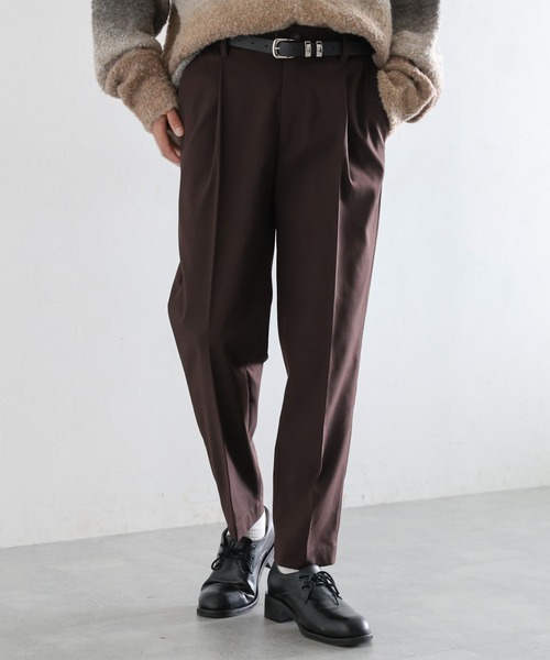 RAGEBLUE（レイジブルー）の「Center crease/brushed twill/tuck tapered slacks / センタープレス/SORONA(R)裏起毛ツイル/タックテーパードスラックス（スラックス・メンズ・ベージュ/ネイビー/グレー/ブラック/ブラウン・SMALL/MEDIUM/LARGE）」の4枚目の写真