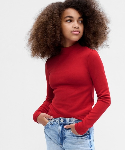 GAP（ギャップ）の「モックネック Tシャツ (キッズ)（Tシャツ/カットソー・キッズ・ネイビー/レッド/アイボリー/その他/ブラック・140cm/120cm/160cm/150cm/110cm/130cm）」の4枚目の写真