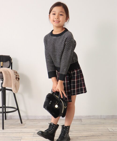 ikka（イッカ）の「【親子コーデ】幾何ジャガードニットプルオーバー（120~160cm）（ニット/セーター・キッズ・ブラック/オリーブ・140/120/130/160/150）」の13枚目の写真