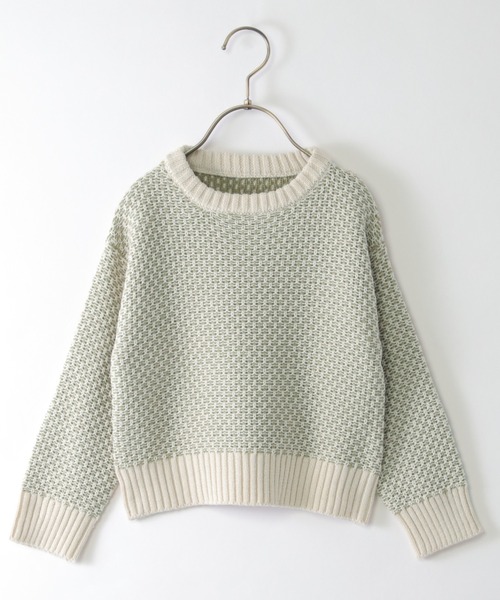 ikka（イッカ）の「【親子コーデ】幾何ジャガードニットプルオーバー（120~160cm）（ニット/セーター・キッズ・ブラック/オリーブ・140/120/130/160/150）」の2枚目の写真