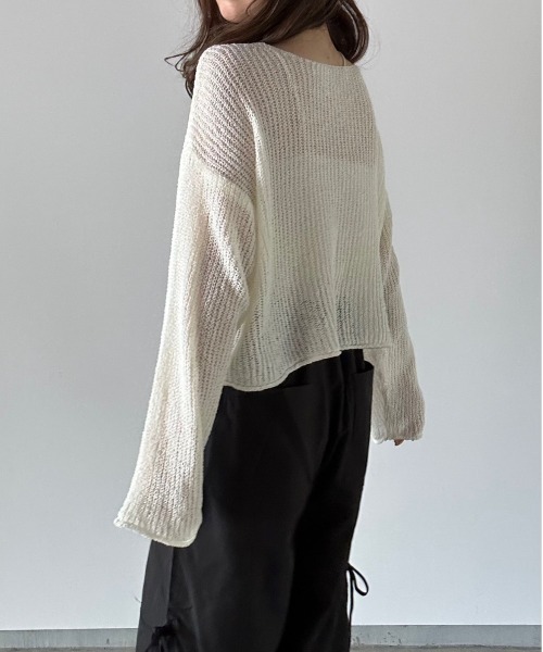 t a r o s u(タロス)の「mesh knit tops/メッシュニットトップス(ニット/セーター・レディース・アイボリー/カーキ・FREE)」の3枚目の写真