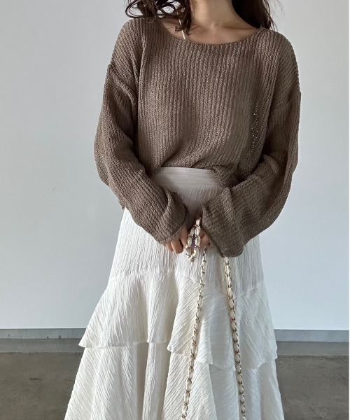 t a r o s u(タロス)の「mesh knit tops/メッシュニットトップス(ニット/セーター・レディース・アイボリー/カーキ・FREE)」の18枚目の写真
