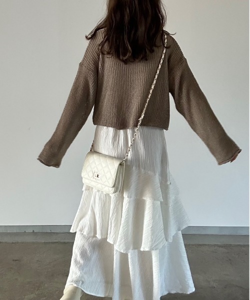 t a r o s u(タロス)の「mesh knit tops/メッシュニットトップス(ニット/セーター・レディース・アイボリー/カーキ・FREE)」の19枚目の写真