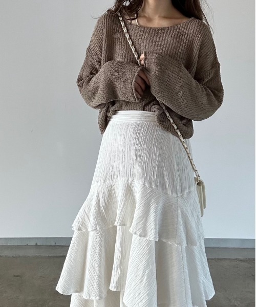 t a r o s u(タロス)の「mesh knit tops/メッシュニットトップス(ニット/セーター・レディース・アイボリー/カーキ・FREE)」の20枚目の写真