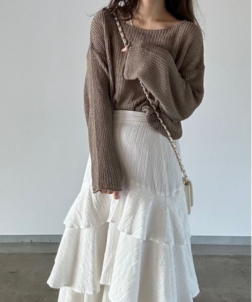 t a r o s u(タロス)の「mesh knit tops/メッシュニットトップス(ニット/セーター・レディース・アイボリー/カーキ・FREE)」の21枚目の写真