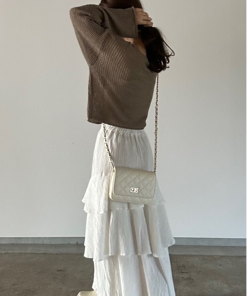 t a r o s u(タロス)の「mesh knit tops/メッシュニットトップス(ニット/セーター・レディース・アイボリー/カーキ・FREE)」の17枚目の写真