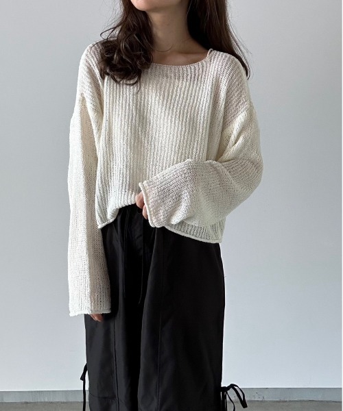 t a r o s u(タロス)の「mesh knit tops/メッシュニットトップス(ニット/セーター・レディース・アイボリー/カーキ・FREE)」の7枚目の写真