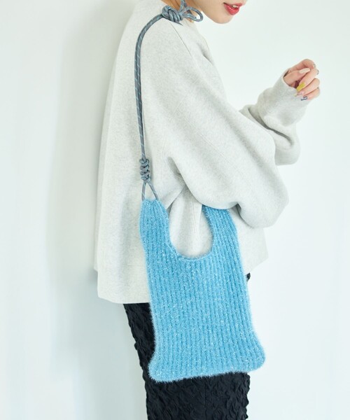 FREAK'S STORE（フリークスストア）の「限定展開　ラメニット ミニショルダーバッグ（ショルダーバッグ・レディース・ピンク/ブラック/ブルー/オフホワイト・ONE SIZE）」の3枚目の写真