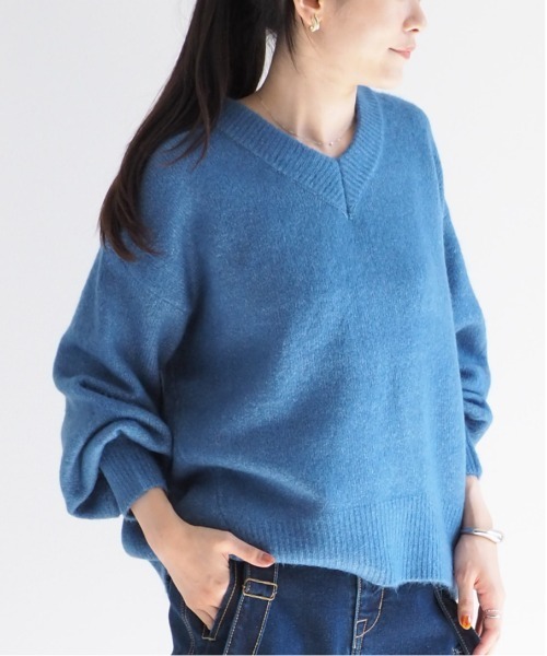 cepo（セポ）の「マシュマロVネックシンプルニット（ニット/セーター・レディース・ピンク/オフホワイト/チャコール/ブルー/ライム/ホワイト×ブラック/グリーン・M）」の6枚目の写真