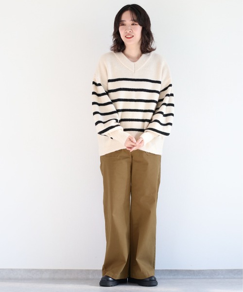 cepo（セポ）の「マシュマロVネックシンプルニット（ニット/セーター・レディース・ピンク/オフホワイト/チャコール/ブルー/ライム/ホワイト×ブラック/グリーン・M）」の15枚目の写真