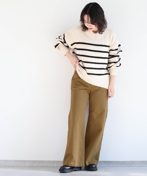 cepo（セポ）の「マシュマロVネックシンプルニット（ニット/セーター・レディース・ピンク/オフホワイト/チャコール/ブルー/ライム/ホワイト×ブラック/グリーン・M）」の16枚目の写真