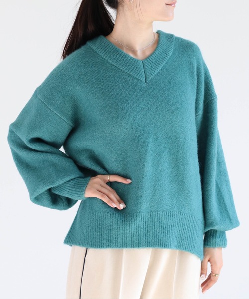 cepo（セポ）の「マシュマロVネックシンプルニット（ニット/セーター・レディース・ピンク/オフホワイト/チャコール/ブルー/ライム/ホワイト×ブラック/グリーン・M）」の18枚目の写真