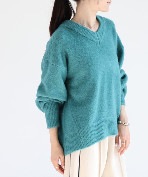 cepo（セポ）の「マシュマロVネックシンプルニット（ニット/セーター・レディース・ピンク/オフホワイト/チャコール/ブルー/ライム/ホワイト×ブラック/グリーン・M）」の20枚目の写真