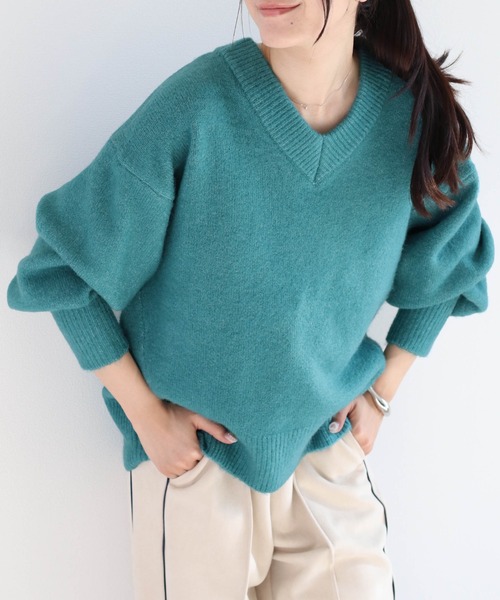 cepo（セポ）の「マシュマロVネックシンプルニット（ニット/セーター・レディース・ピンク/オフホワイト/チャコール/ブルー/ライム/ホワイト×ブラック/グリーン・M）」の22枚目の写真